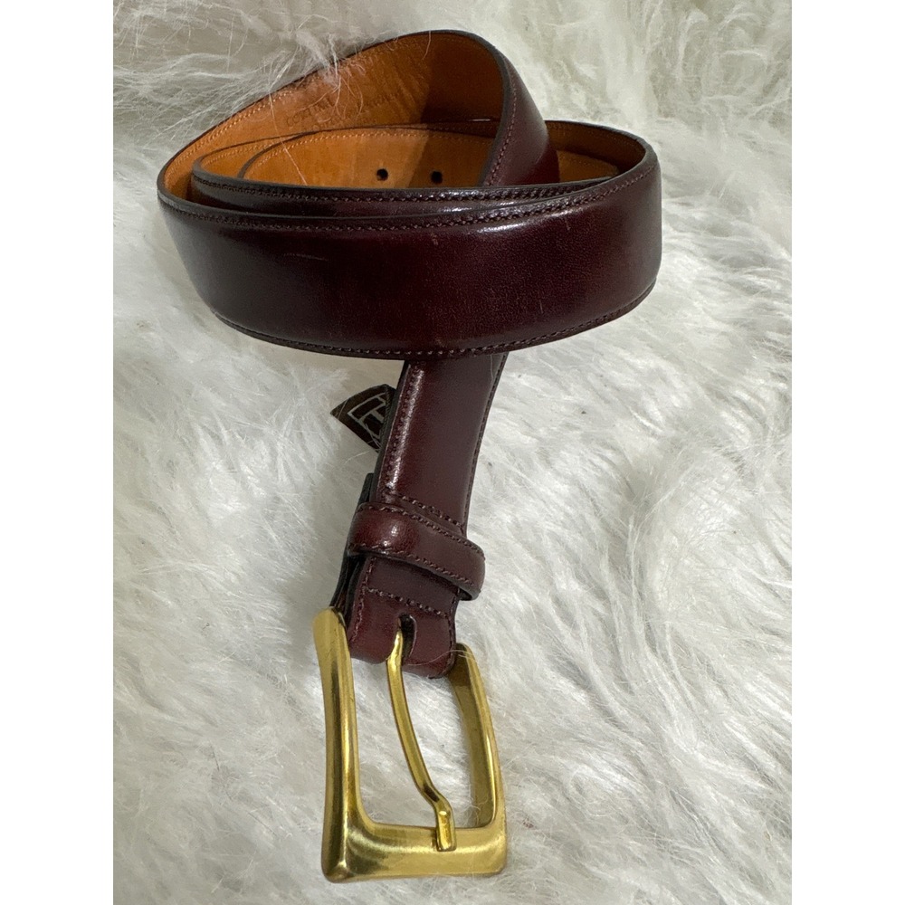 Trafalgar Cortina Burgundy Hand Polished Leather Belt Brass Buckle 36